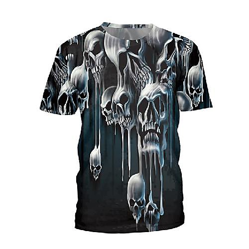 

Women's T shirt Graphic Skull Print Round Neck Tops Basic Punk & Gothic Basic Top Black