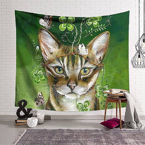

wall tapestry art decor blanket curtain hanging home bedroom living room decoration cat butterfly polyester