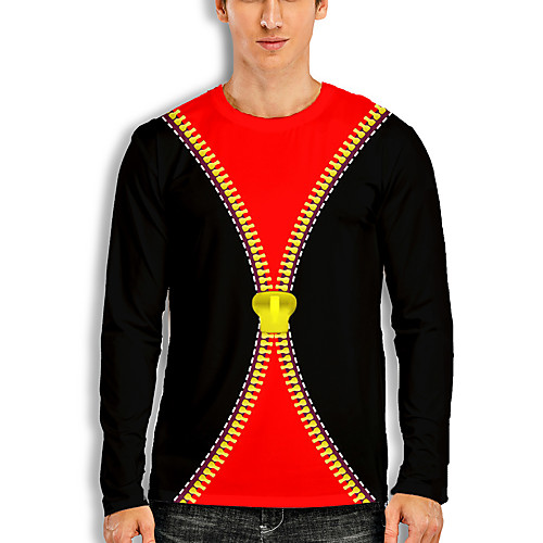 

Men's T shirt 3D Print Graphic 3D Print Long Sleeve Casual Tops Cartoon Classic Black / Red