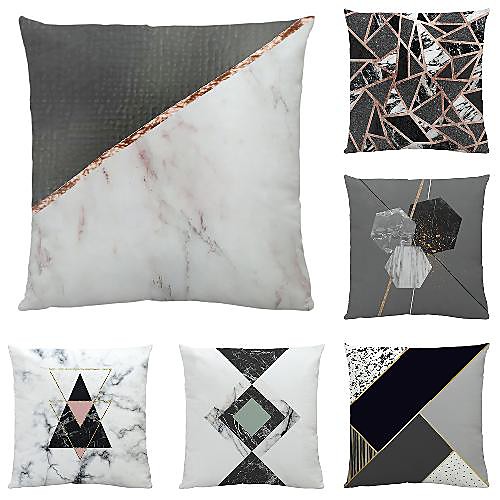 

6 pcs Velvet Pillow Cover, Geometric Simple Modern Square Traditional Classic