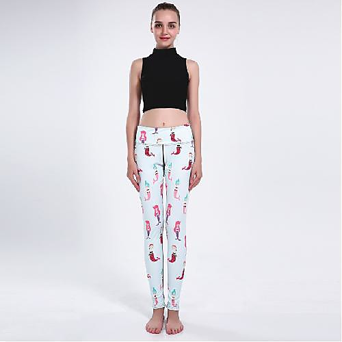 

Women's Basic Casual Comfort Daily Gym Leggings Pants Pattern Ankle-Length Patchwork Print White