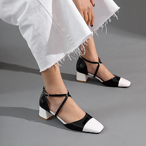 

Women's Sandals Chunky Heel Square Toe Block Heel Sandals Daily PU Synthetics Black Red