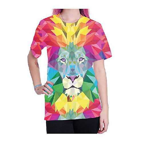 

Women's T shirt Graphic Animal Print Round Neck Tops Basic Punk & Gothic Basic Top Rose Pink