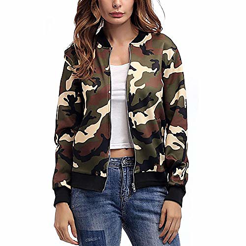 

Women's Coats & Jackets Camouflage Sporty Sporty Fall Jacket Regular Training Long Sleeve Poly&Cotton Blend Coat Tops Camouflage Gray / Spring