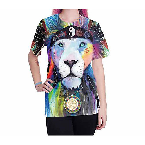 

Women's T shirt Animal Round Neck Tops Basic Punk & Gothic Basic Top Rainbow