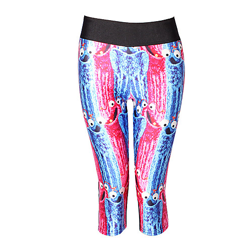 

Women's Basic Comfort Casual Daily Leggings Pants Animal Calf-Length Patchwork Print Blue Purple Red Blushing Pink Navy Blue