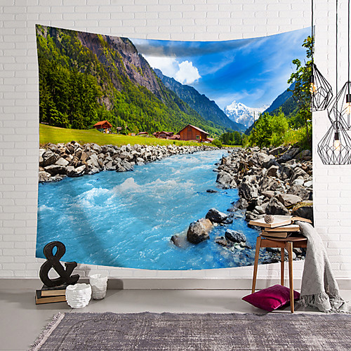 

wall tapestry art decor blanket curtain hanging home bedroom living room decoration mountain european town polyester