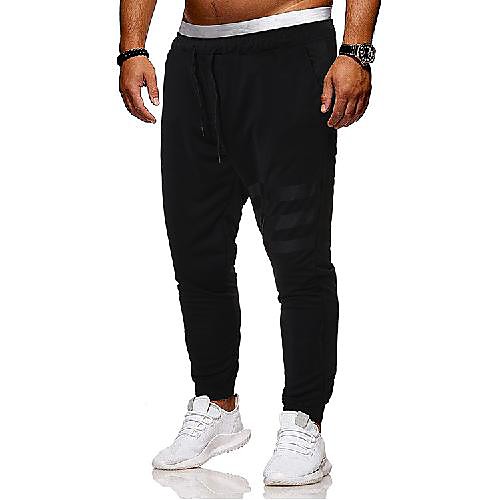 

Men's Chino Sports Outdoor Sports Casual Going out Jogger Pants Solid Color Full Length Sporty Drawstring Black