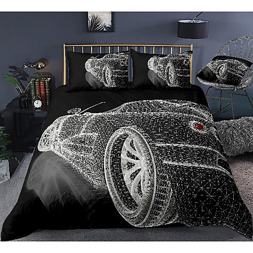 

3d car print 3-piece duvet cover set hotel bedding sets comforter cover with soft lightweight microfiber, include 1 duvet cover, 2 pillowcases for double/queen/king(1 pillowcase for twin/single)