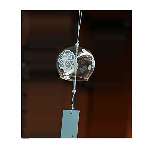 

japanese edo furin wind chimes handmade glass gift for daddy mum new house birthday-blue flower