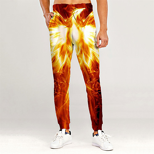 

Men's Novelty Casual / Sporty Outdoor Sports Casual Daily Sweatpants Trousers Pants Graphic 3D Full Length Print Orange