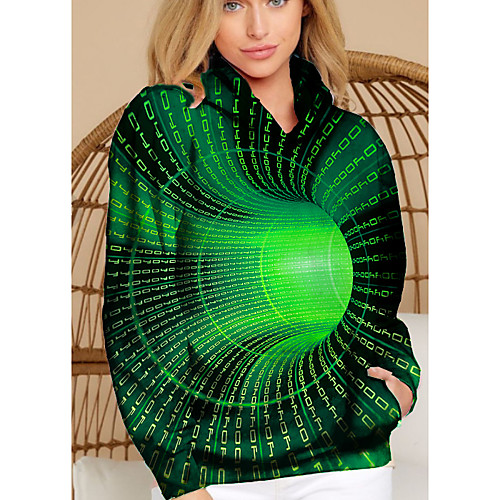 

Women's Hoodie Pullover Graphic 3D Front Pocket Print Daily 3D Print Basic Casual Hoodies Sweatshirts Green