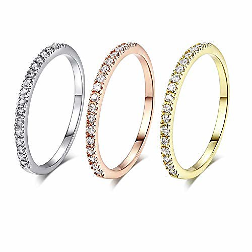 

stacking ring cubic zirconia statement promise eternity band gold, rose gold, white gold plated