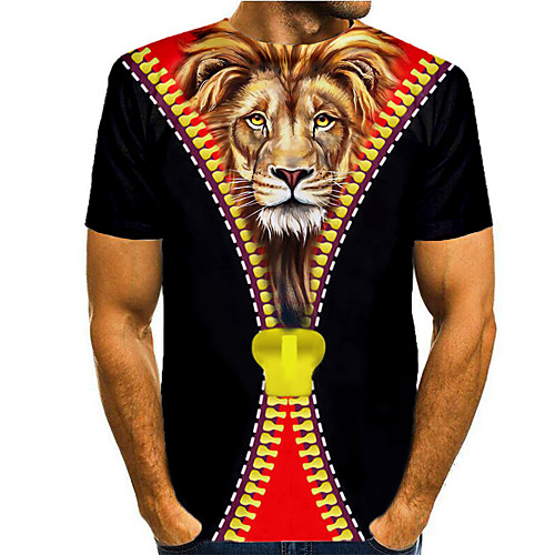 

Men's T shirt Shirt 3D Print Graphic 3D Animal Print Short Sleeve Casual Tops Cartoon Classic Round Neck Black / Summer