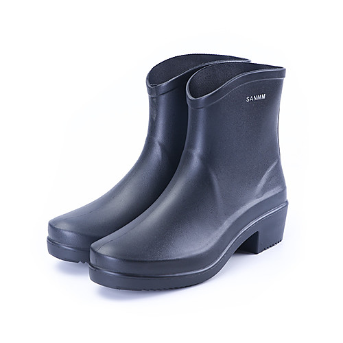 

Women's Boots Chunky Heel Round Toe Booties Ankle Boots Classic Daily PVC Solid Colored Black Red Green / Booties / Ankle Boots