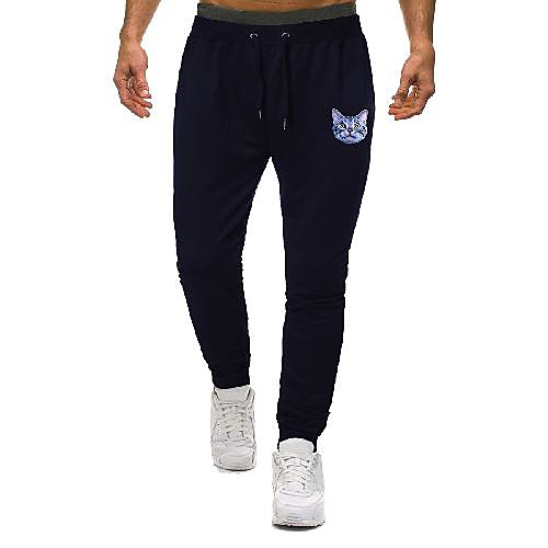 

Men's Sporty Basic Outdoor Daily Pants Sweatpants Pants Print Full Length Sporty Drawstring Black Blue Gray