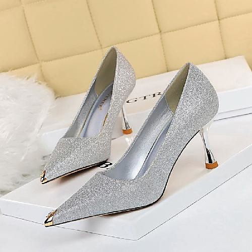 

Women's Heels Stiletto Heel Pointed Toe Daily PU Synthetics Black Pink Silver