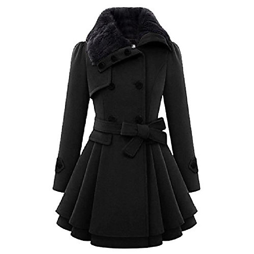 

Women's Coat Casual / Daily Fall & Winter Long Coat Regular Fit Casual Jacket Pattern Others Camel Gray