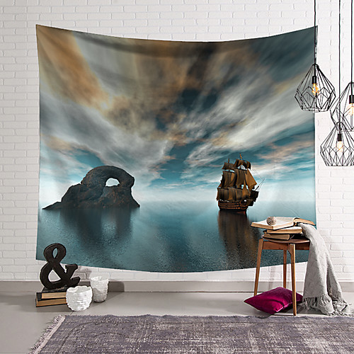 

wall tapestry art decor blanket curtain hanging home bedroom living room decoration pirate ship island polyester