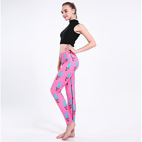 

Women's Basic Comfort Daily Yoga Leggings Pants Animal Full Length Patchwork Print Blushing Pink