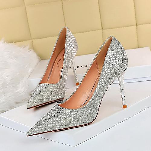 

Women's Heels Stiletto Heel Pointed Toe Daily PU Synthetics Champagne Gold Gray