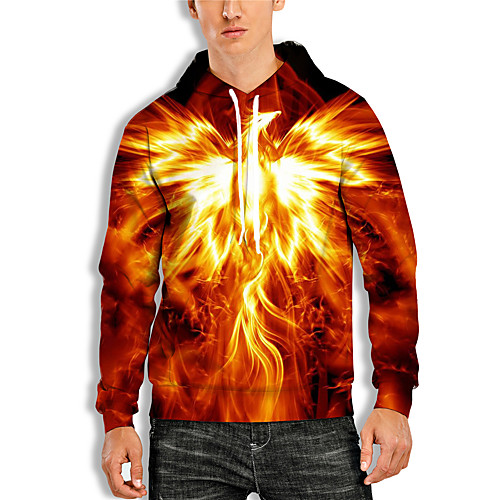 

Men's Pullover Hoodie Sweatshirt Graphic 3D Print Hooded Daily 3D Print 3D Print Casual Hoodies Sweatshirts Long Sleeve Orange