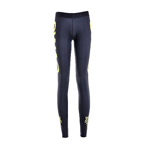 

Women's Basic Casual Comfort Daily Gym Leggings Pants Letter Ankle-Length Patchwork Print Black
