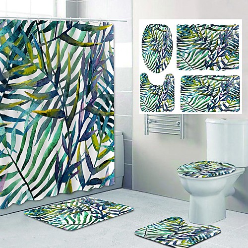

Bathroom Shower Curtain & Mat Set Classic Polyester New Design
