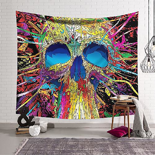 

Oil Painting Style Wall Tapestry Art Decor Blanket Curtain Hanging Home Bedroom Living Room Decoration Polyester Skull Colorful