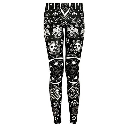 

Women's Basic Casual Comfort Casual Daily Leggings Pants Pattern Calf-Length Patchwork Print Black