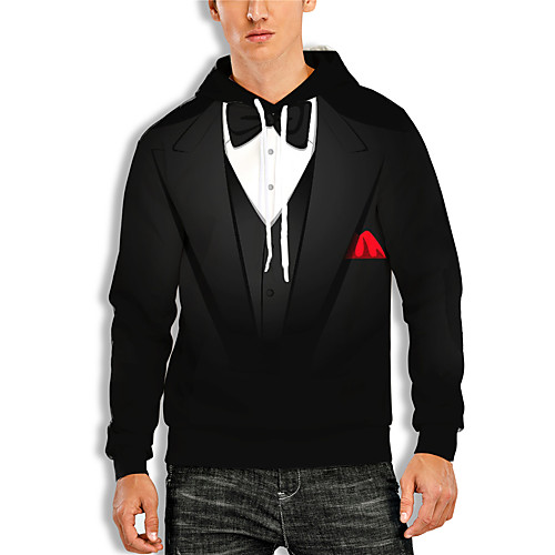 

Men's Pullover Hoodie Sweatshirt Graphic 3D Print Hooded Daily 3D Print Basic Casual Hoodies Sweatshirts Long Sleeve Black