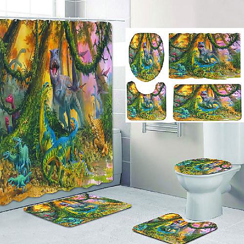 

Bathroom Shower Curtain & Mat Set Classic Polyester New Design