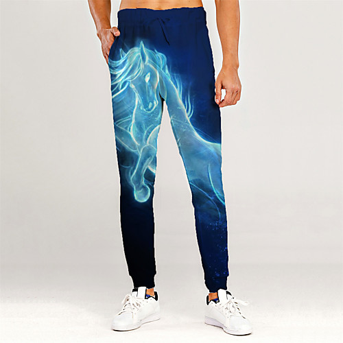 

Men's Novelty Casual / Sporty Outdoor Sports Casual Daily Sweatpants Trousers Pants Graphic 3D Full Length Print Blue