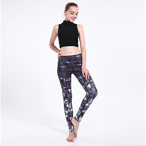 

Women's Basic Casual Comfort Daily Gym Leggings Pants Geometric Pattern Ankle-Length Patchwork Print Rainbow