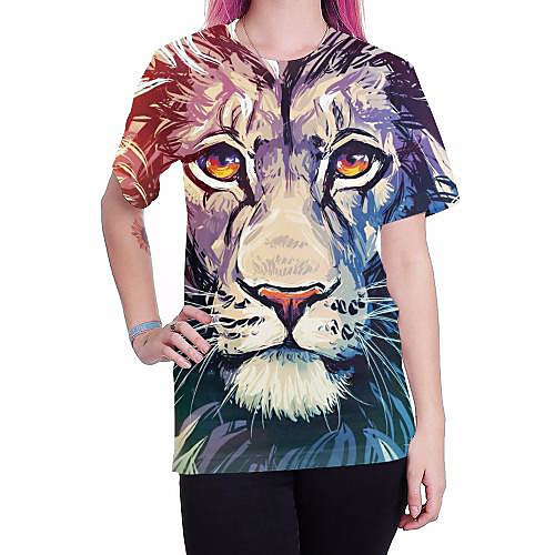 

Women's T shirt Graphic Animal Round Neck Tops Basic Punk & Gothic Basic Top Purple