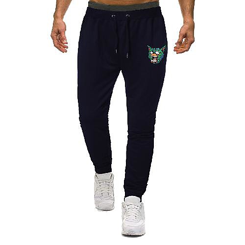 

Men's Sporty Basic Outdoor Daily Pants Sweatpants Pants Animal Full Length Sporty Drawstring Black Blue Gray