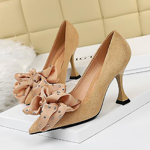 

Women's Heels Flare Heel Pointed Toe Daily PU Synthetics Almond Black Red