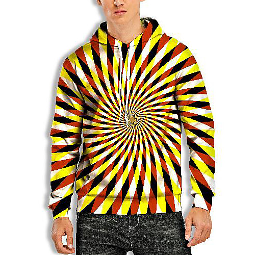 

Men's Pullover Hoodie Sweatshirt Graphic Optical Illusion 3D Print Hooded Daily 3D Print 3D Print Casual Hoodies Sweatshirts Long Sleeve Yellow