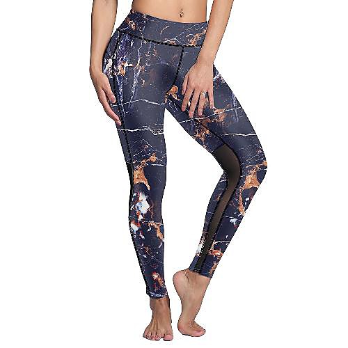 

Women's Basic Casual Comfort Daily Gym Leggings Pants Print Ankle-Length Patchwork Print Dark Gray