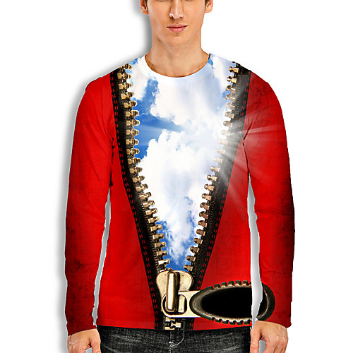 

Men's T shirt 3D Print Graphic 3D Print Long Sleeve Casual Tops Cartoon Classic Red