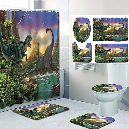 

Bathroom Shower Curtain & Mat Set Classic Polyester New Design