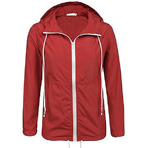 

women's hooded lightweigt waterproof rainwear outdoor slim raincoat(red,xxl)