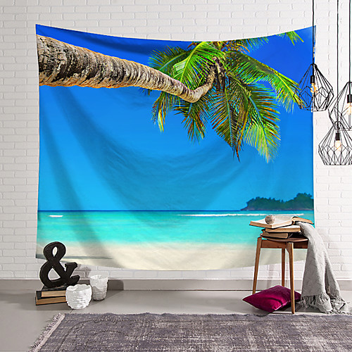 

wall tapestry art decor blanket curtain hanging home bedroom living room decoration beach coconut tree small island polyester