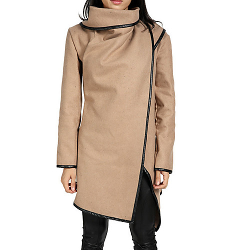 

Women's Coat Casual / Daily Winter Regular Coat Regular Fit Casual Jacket Solid Color Others Navy Wine Red / Cotton