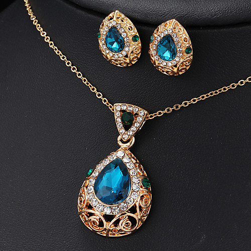 

Women's Jewelry Set Bridal Jewelry Sets Cut Out Pear Fashion Gold Plated Earrings Jewelry Blue For Christmas Wedding Halloween Party Evening Gift 1 set
