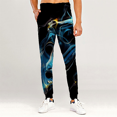 

Men's Novelty Casual / Sporty Outdoor Sports Casual Daily Sweatpants Trousers Pants Graphic 3D Full Length Print Blue