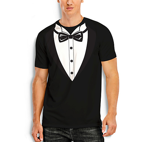 

Men's T shirt 3D Print Graphic 3D Print Short Sleeve Casual Tops Simple Classic Black