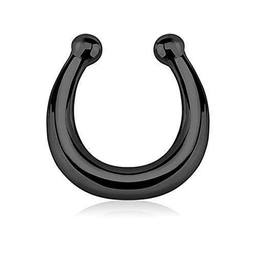 

black plain non-piercing septum hanger nose ring