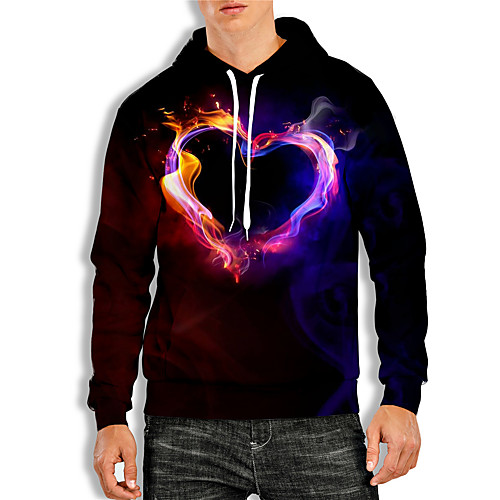 

Men's Pullover Hoodie Sweatshirt Graphic 3D LOVE Print Hooded Daily 3D Print Casual Valentine's Day Hoodies Sweatshirts Long Sleeve Black