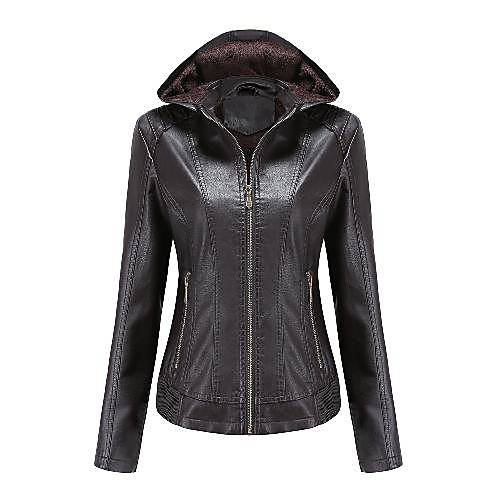 

Women's Jacket Casual / Daily Winter Regular Coat Regular Fit Casual Jacket Solid Color Zipper Camel Black